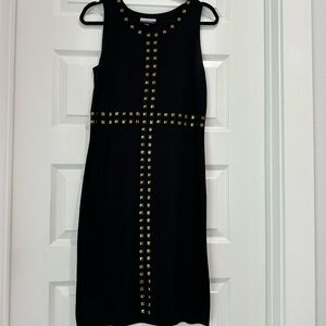 Black Dress with Gold Accents